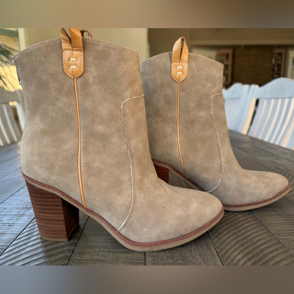 MIA Susanna Western Block Heel Ankle Sand/Nude Boots Women's Size 8